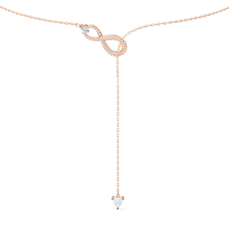 Swarovski Infinity, White, Rose Gold-Tone Plated Hyperbola Y Necklace